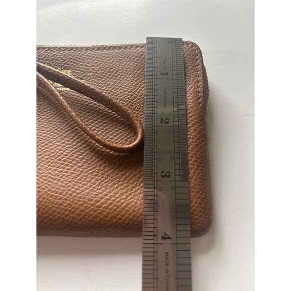 Coach Zip Wristlet Pebbled Leather Saddle - Picture 10 of 12